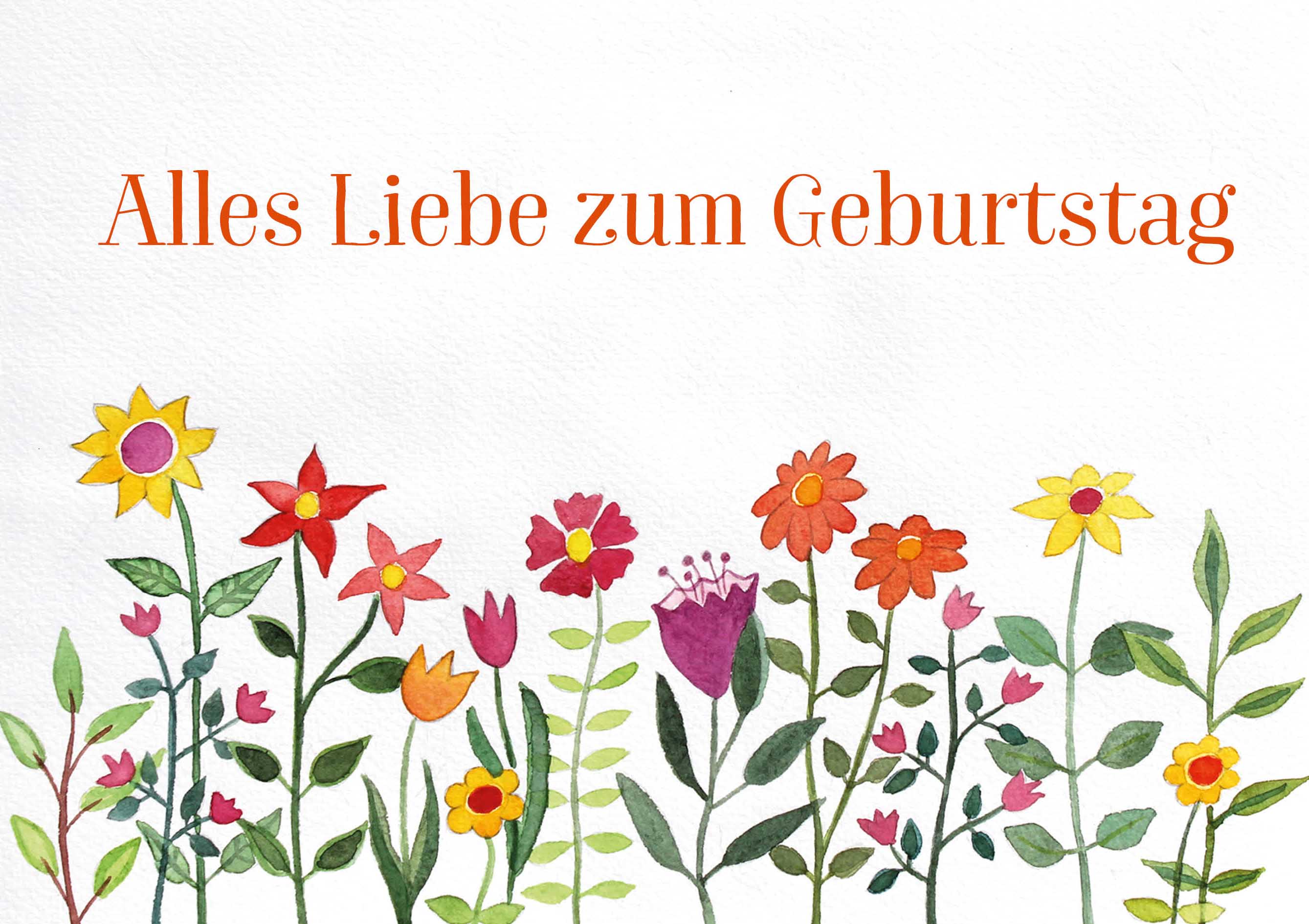 Kunst-Klappkarte - Bunte Blumenreihe