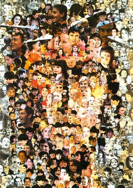 Klappkarte - Gesicht Christi- Gesichter der Menschen