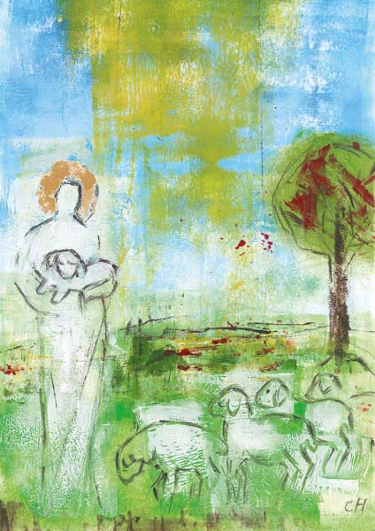 Kunst-Postkarte - Getragen