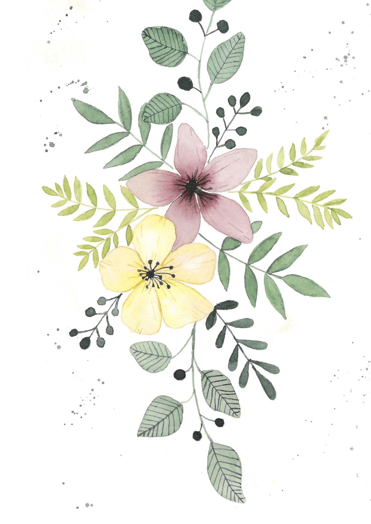 Kunst-Postkarte - Blütenzweig