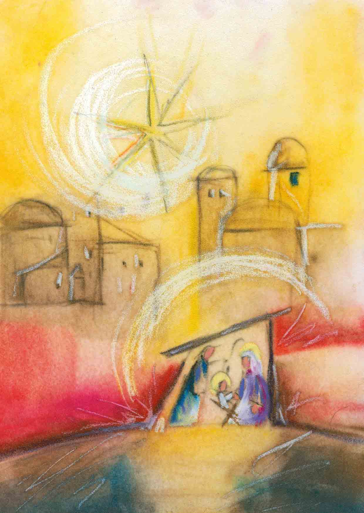 Kunst-Postkarte - Ein Licht über Betlehem