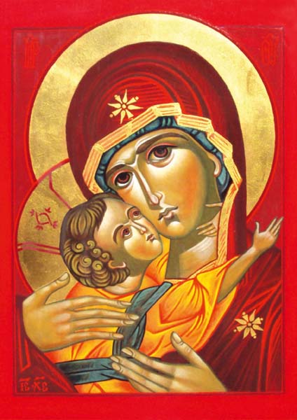 Klappkarte - Die zärtliche Mutter Gottes