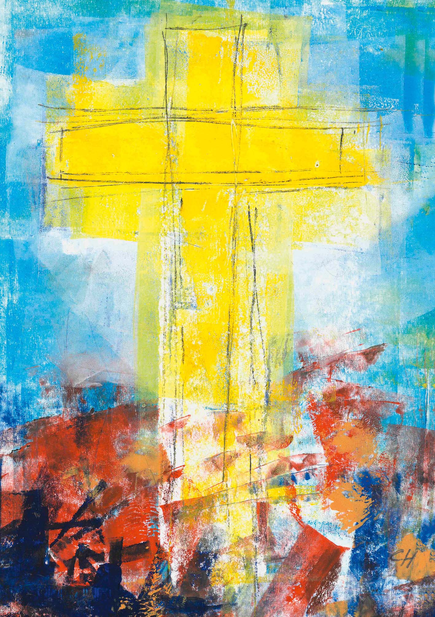 Kunst-Klappkarte - Das Kreuz im Licht der Auferstehung