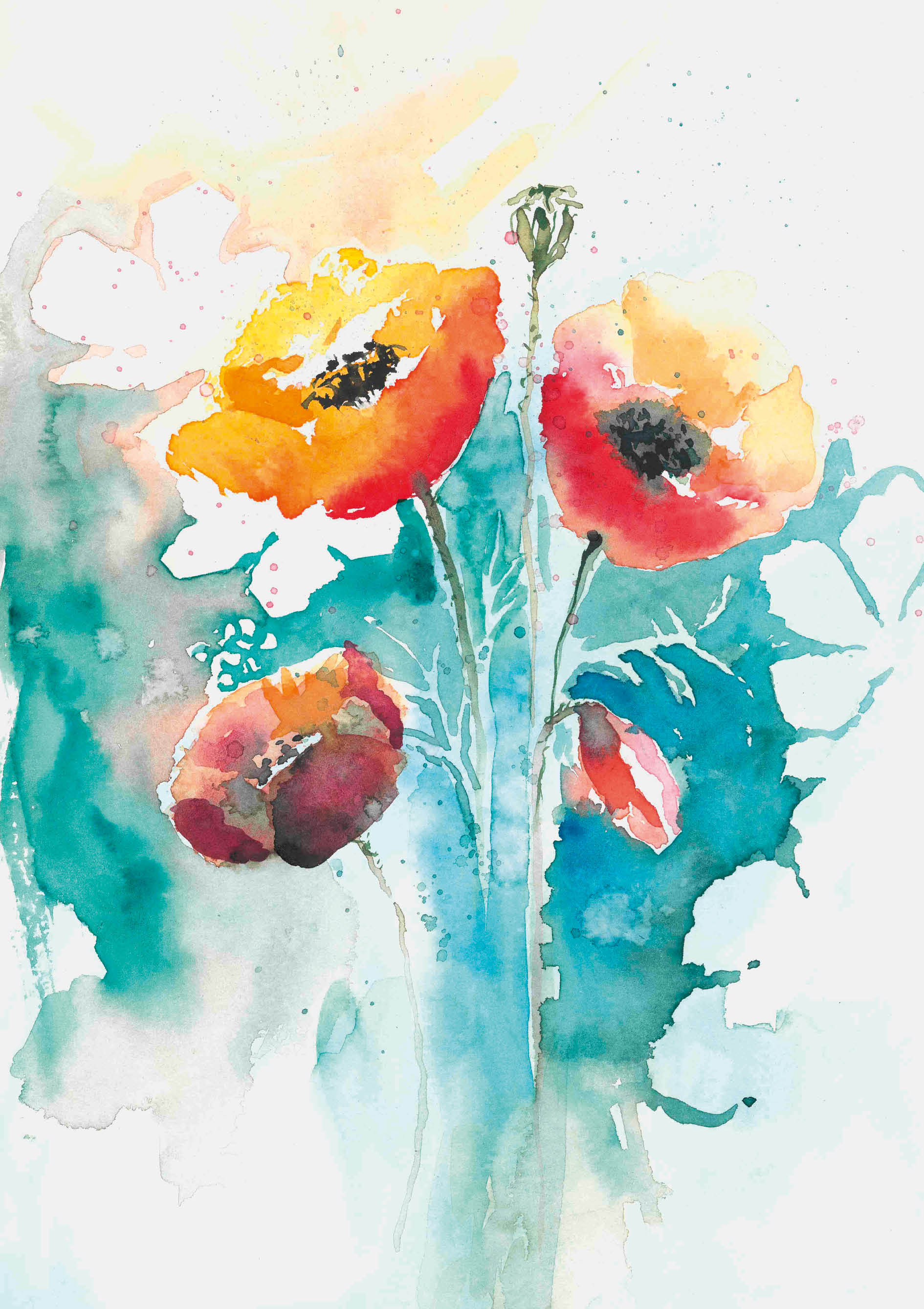 Kunst-Klappkarte - Mohnblumen