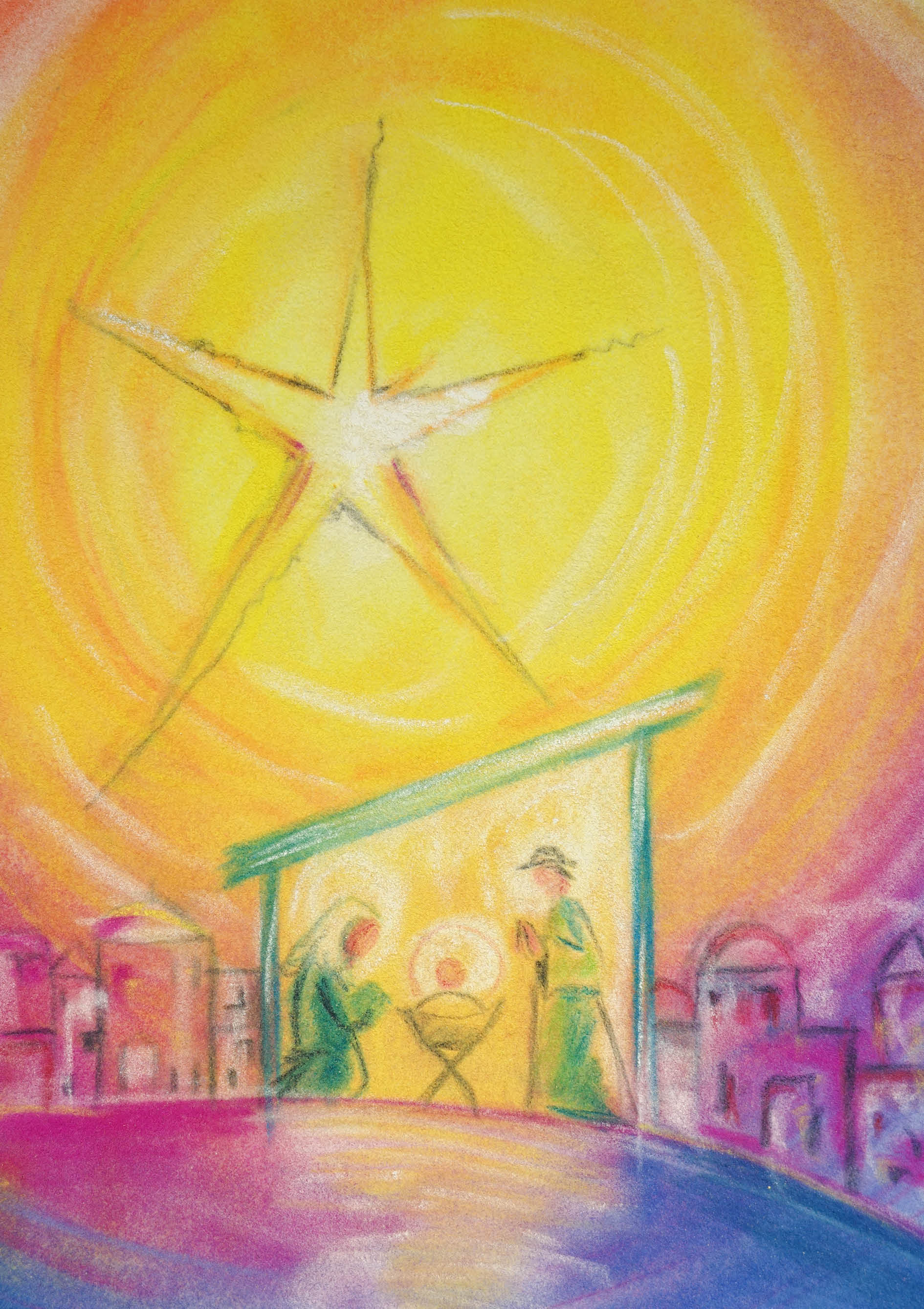 Kunst-Klappkarte - Stern über Betlehem