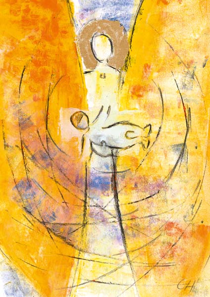 Klappkarte - Vom Engel getragen