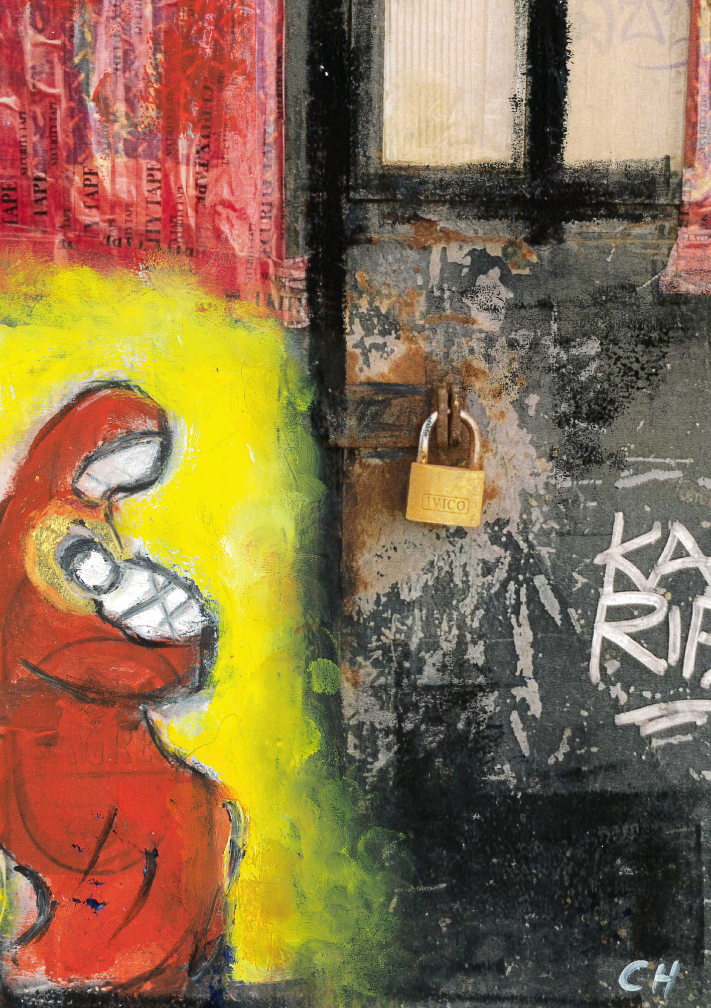 Kunst-Klappkarte - ...denn verschlossen war das Tor