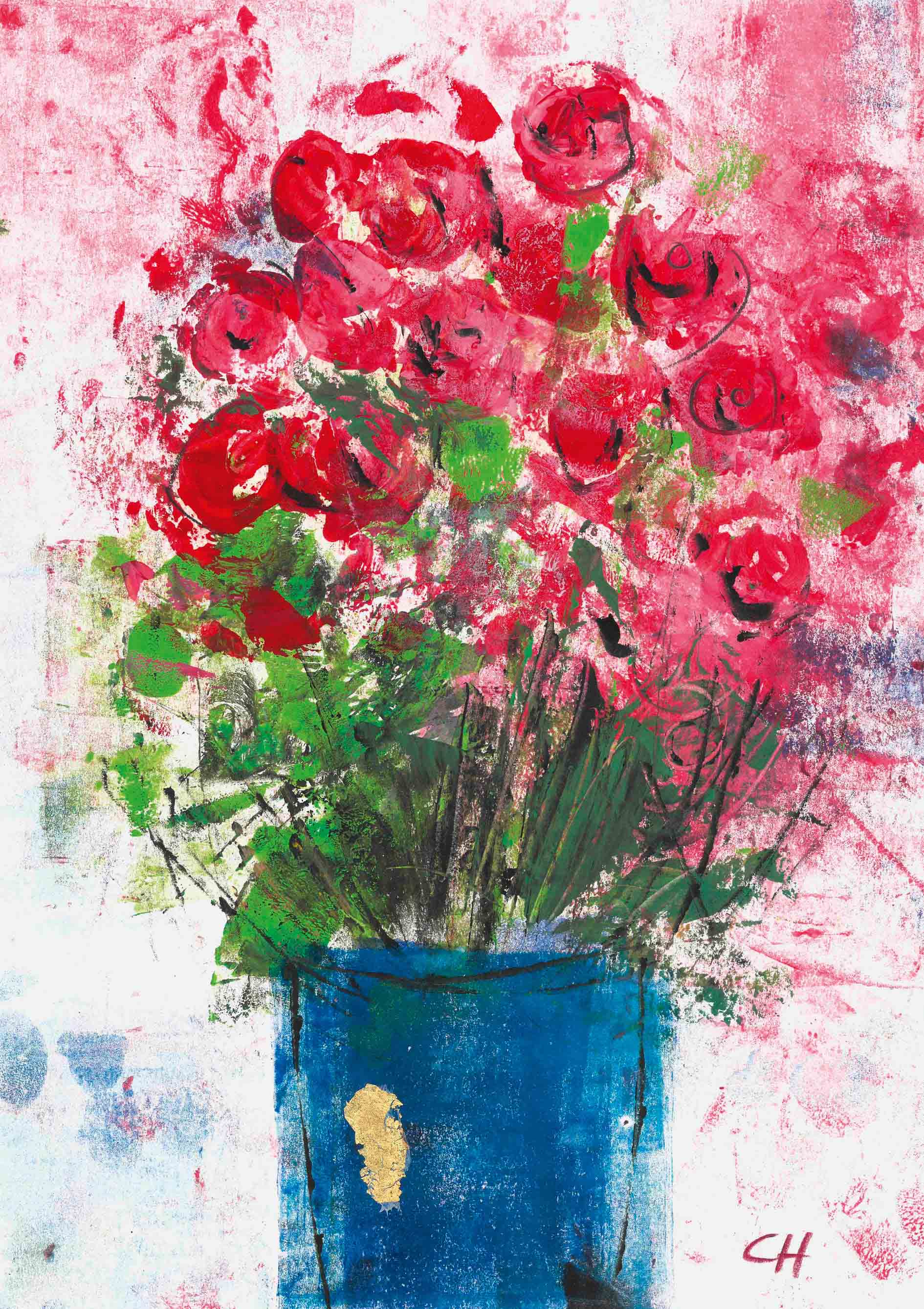 Kunst-Klappkarte - Blumen für das Paar