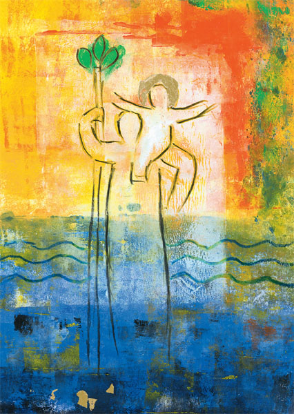 Kunst-Postkarte - Heiliger Christophorus