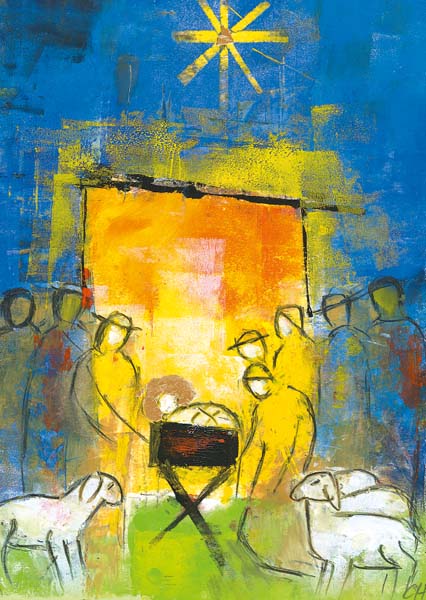 Kunst-Postkarte - An Weihnachten miteinander verbunden