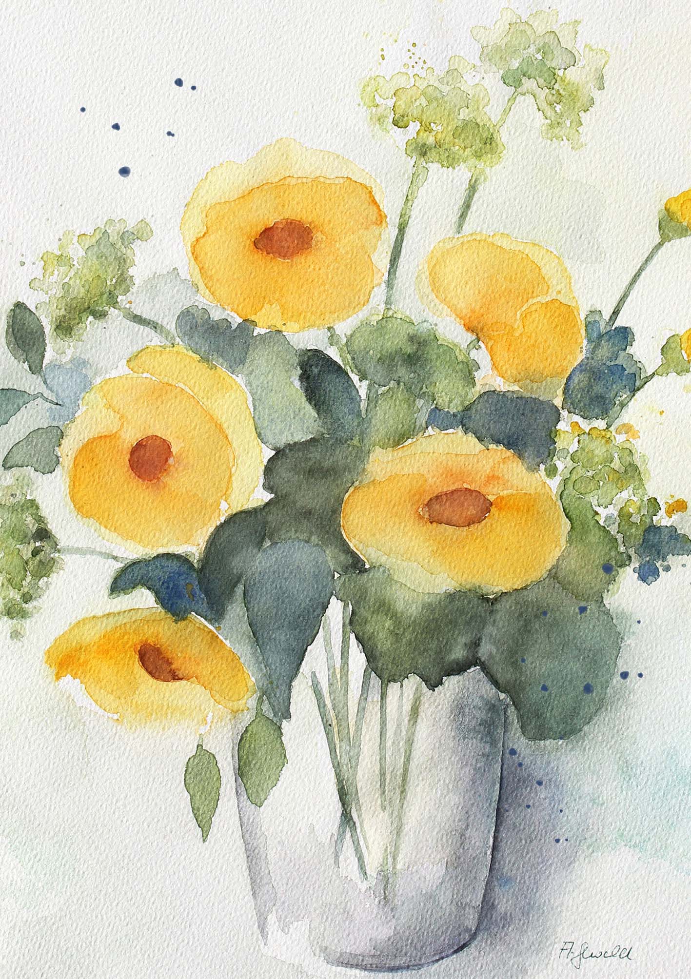 Kunst-Klappkarte - Blumen im Zeichen der Freude