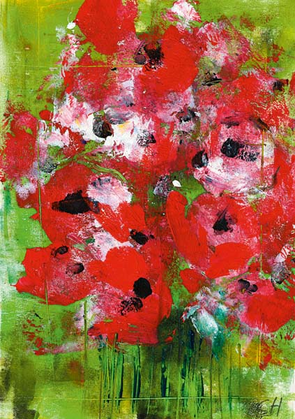 Kunst-Postkarte - Klatschmohnstrauß