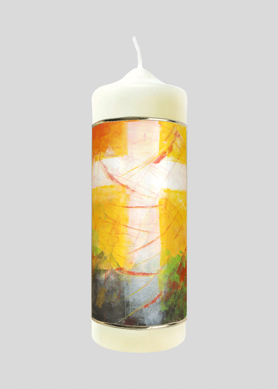 Kerze - Lebenshell erstrahlt das Kreuz