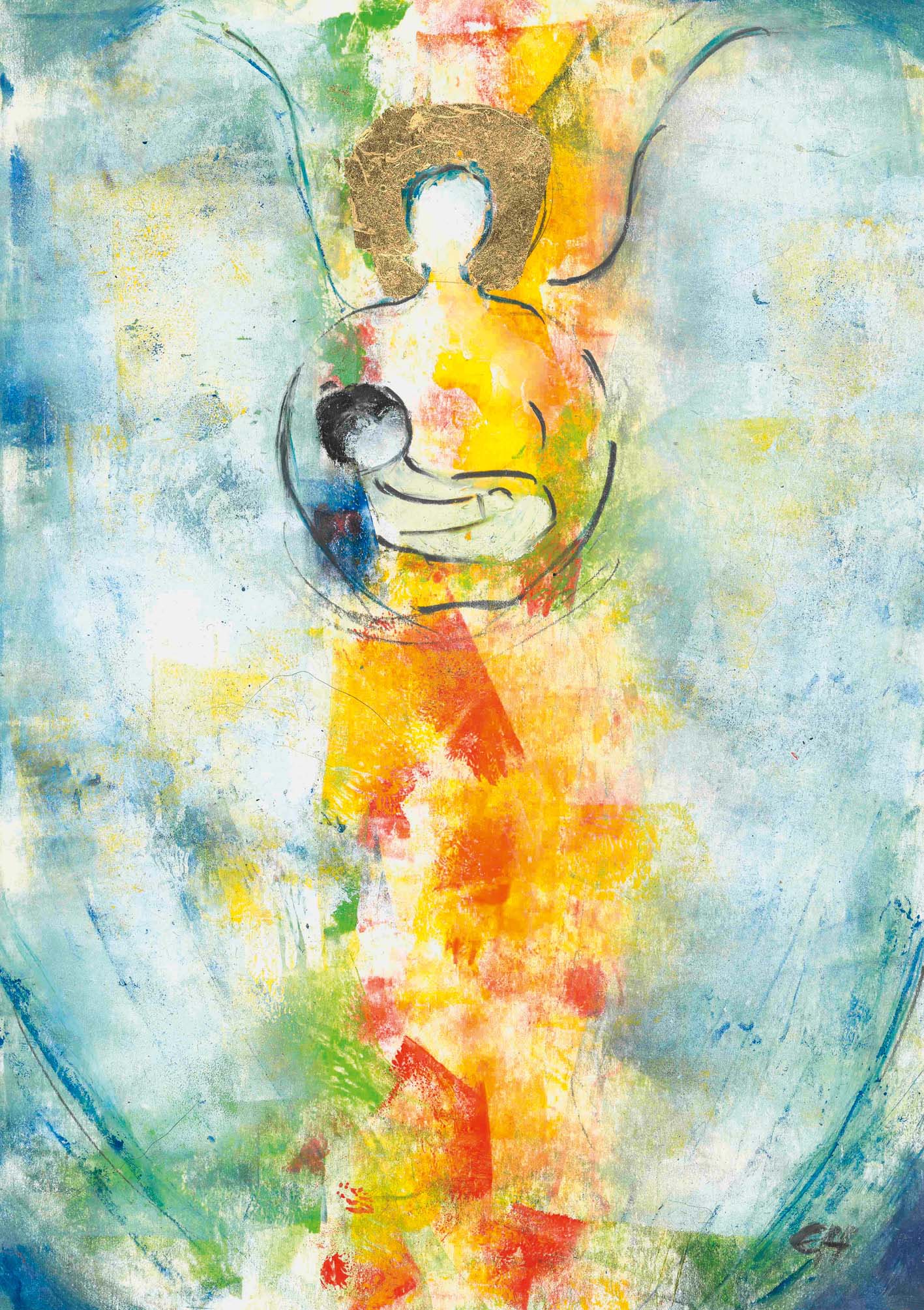 Kunst-Klappkarte - Geborgen in Deinem Schoß