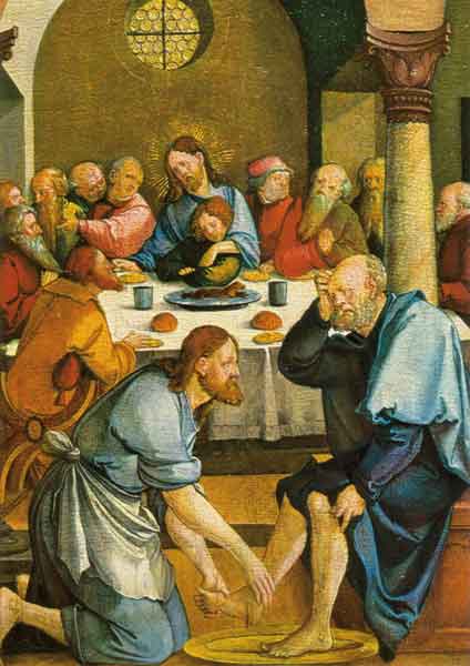 Kunst-Postkarte - Abendmahl und Fußwaschung