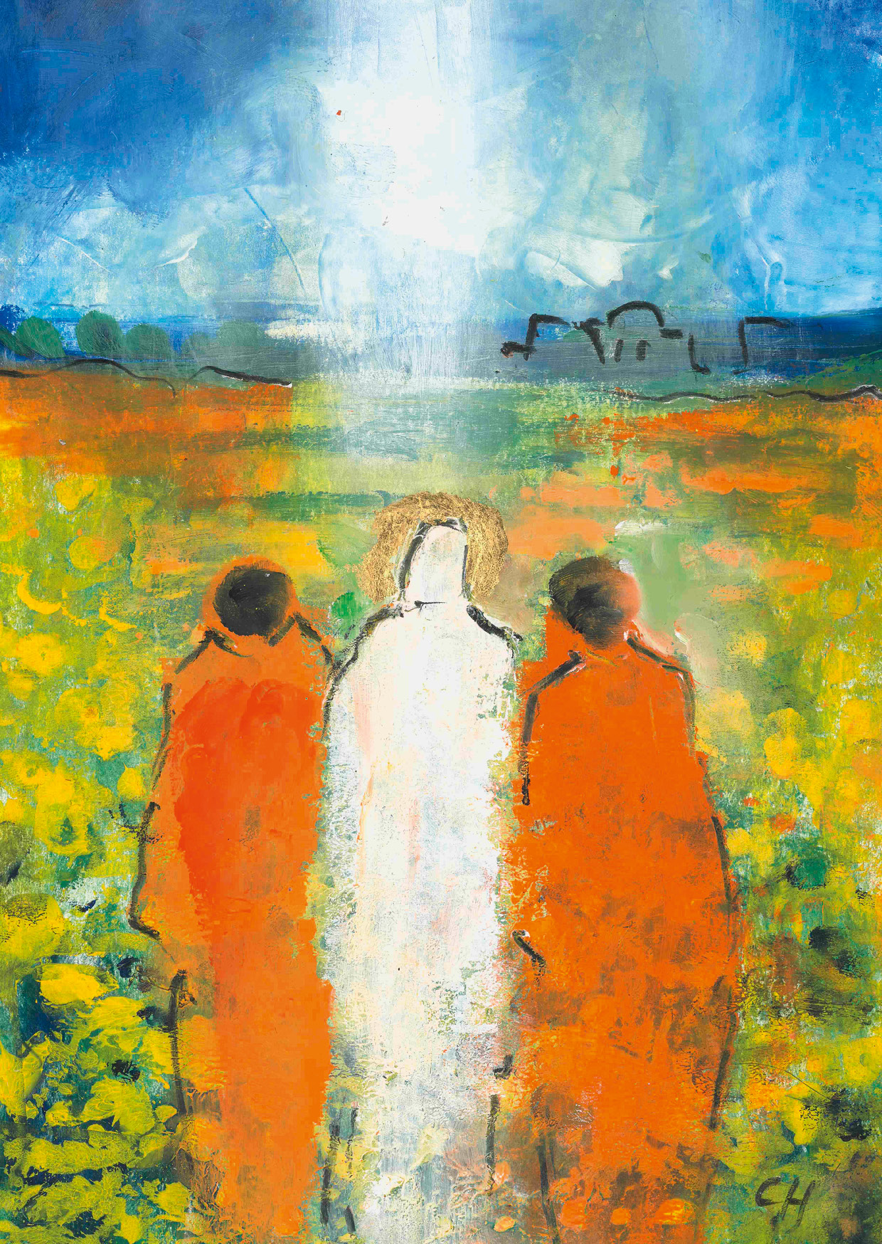 Kunst-Postkarte - Gemeinsam auf dem Weg