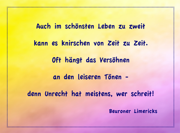 Magnet, Limerick "Leben zu zweit"