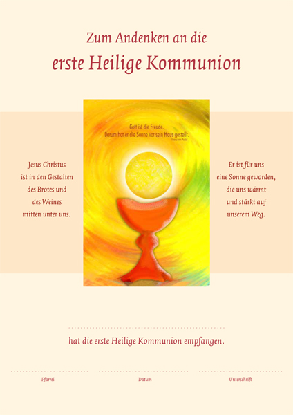 Urkunde zur Erstkommunion