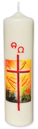 Tisch/Altarkerze - Lebenshell erstrahlt das Kreuz