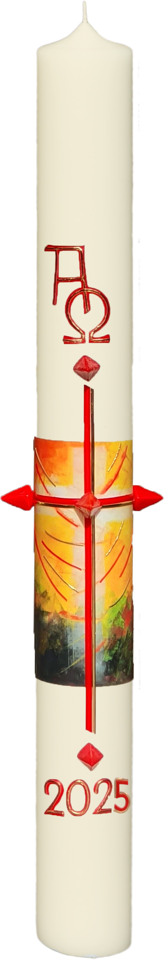 Osterkerze - Lebenshell erstrahlt das Kreuz