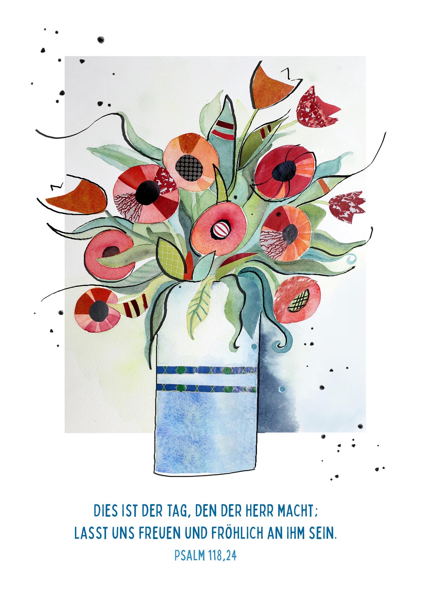 Klappkarte - Ein Strauß roter Mohnblumen