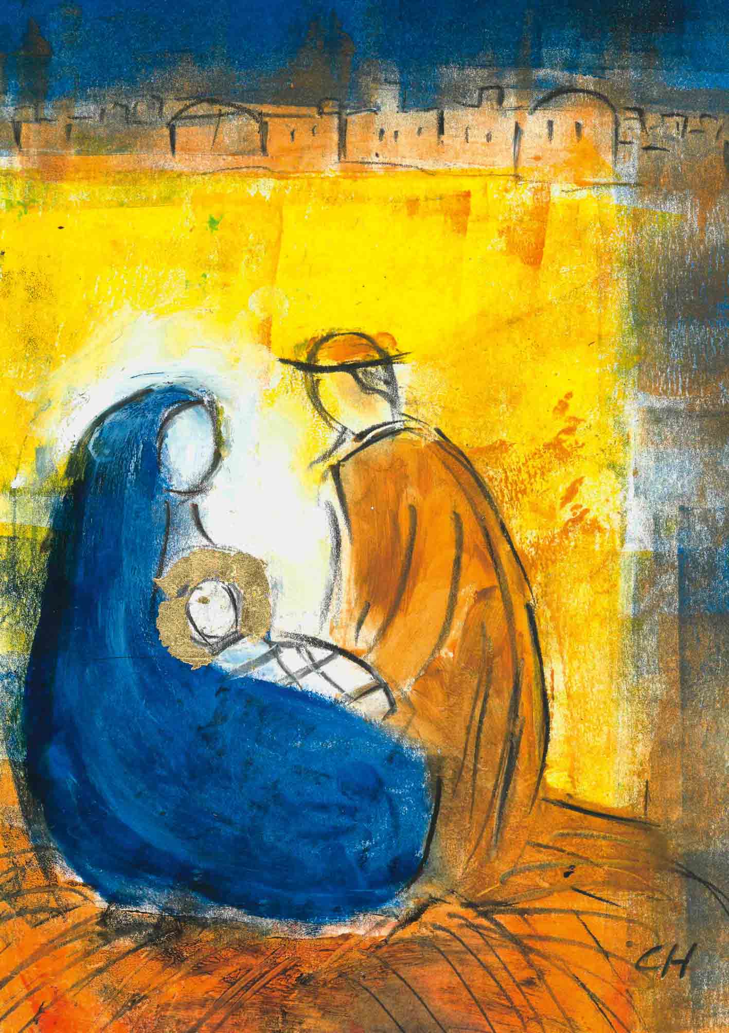 Kunst-Klappkarte - Hell wird es, wo Gott geboren