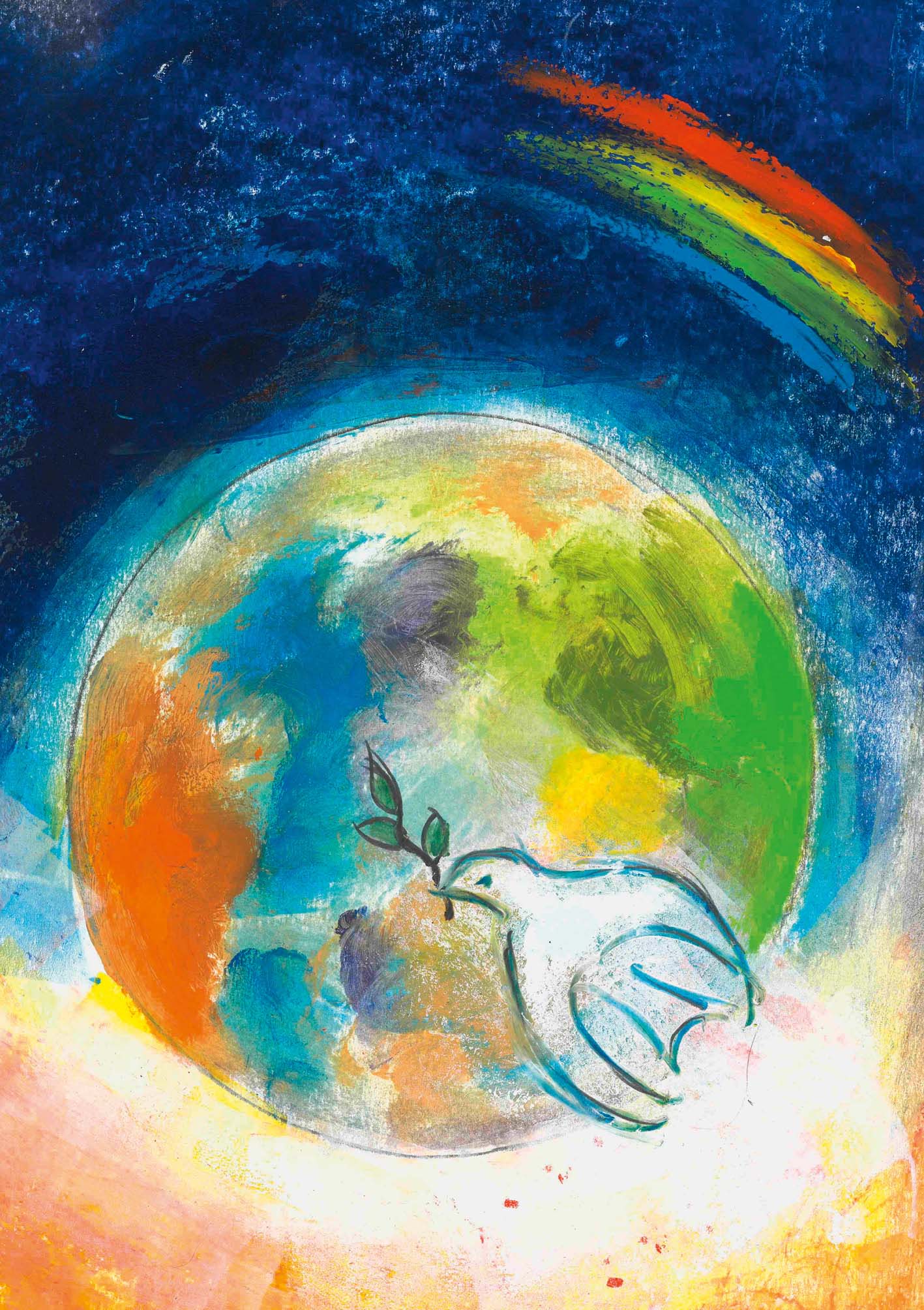 Kunst-Klappkarte - Friede für die Welt