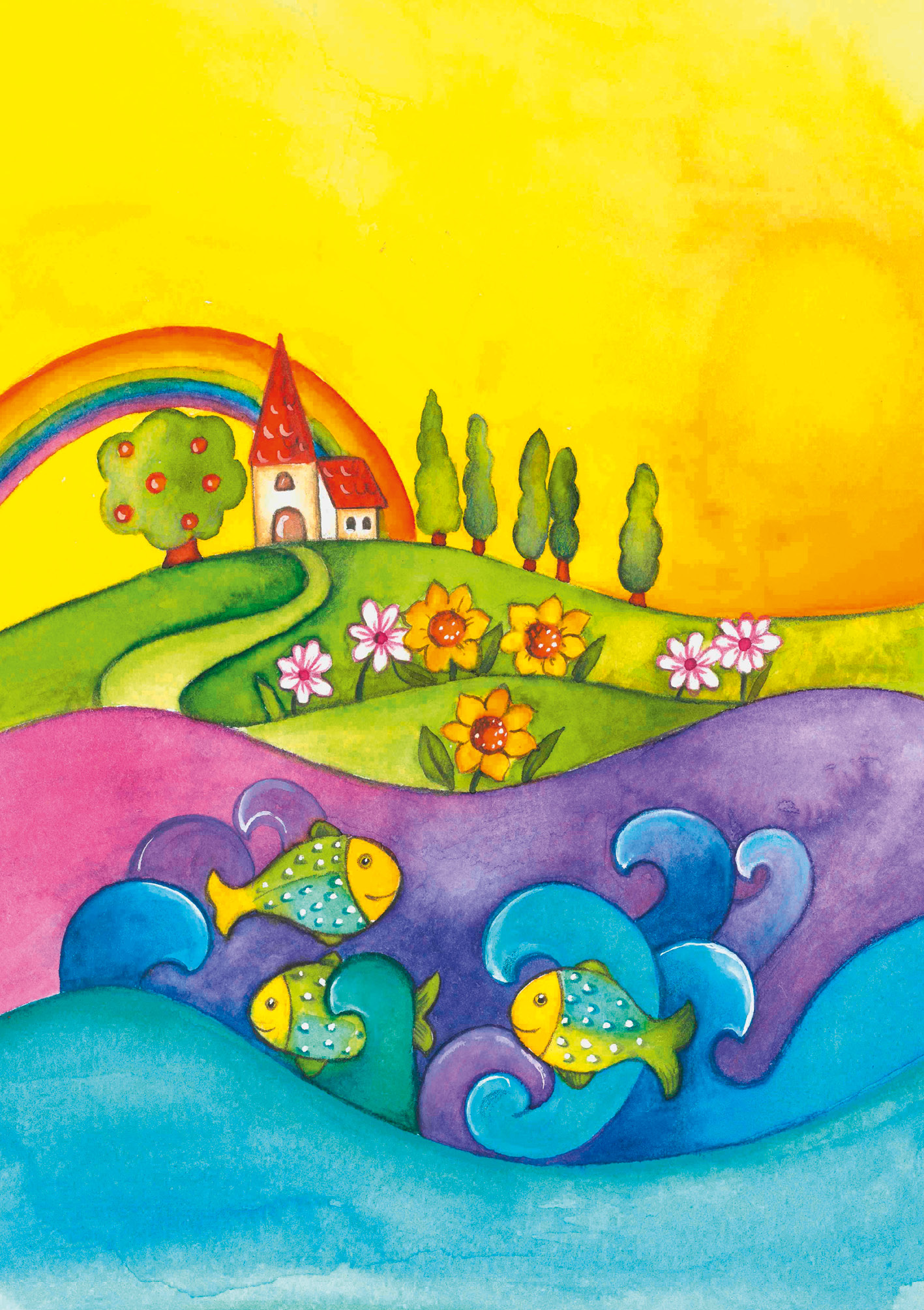 Kunst-Klappkarte - Grüße zur Erstkommunion