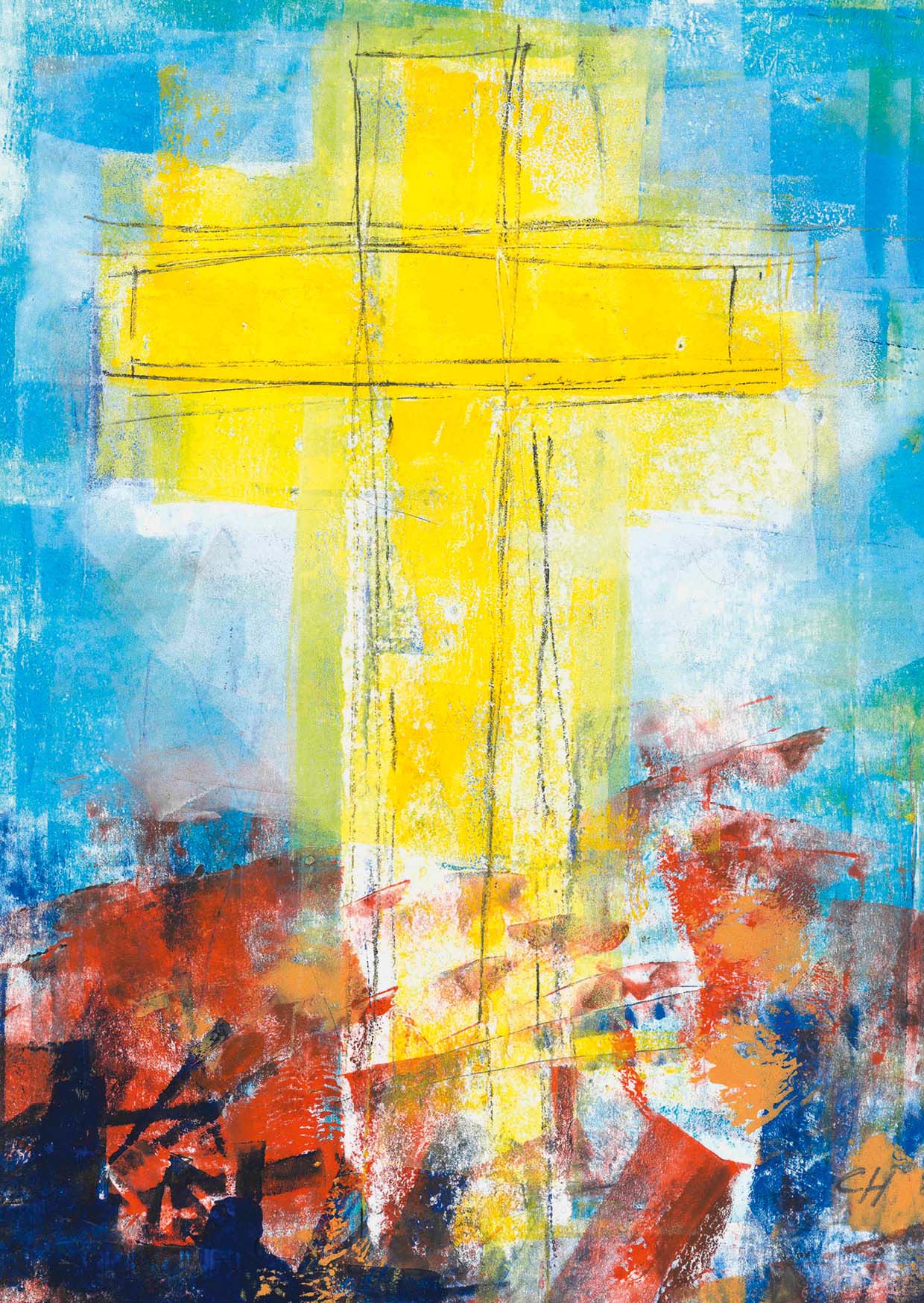 Kunst-Postkarte - Das Kreuz im Licht der Auferstehung