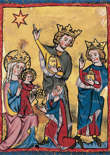 Kunst-Postkarte - Anbetung der hl. drei Könige