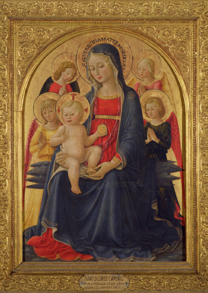 Kunst-Postkarte - Madonna mit Kind und Engeln